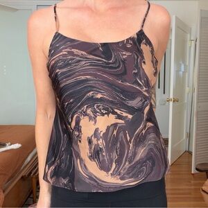 Express marble print silk cami top with adjustable straps